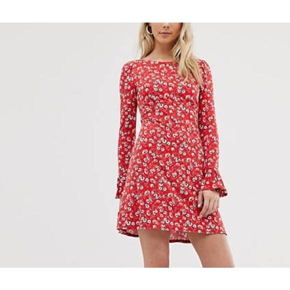 Free People Red Floral Dress Size XS - Picture 4 of 8